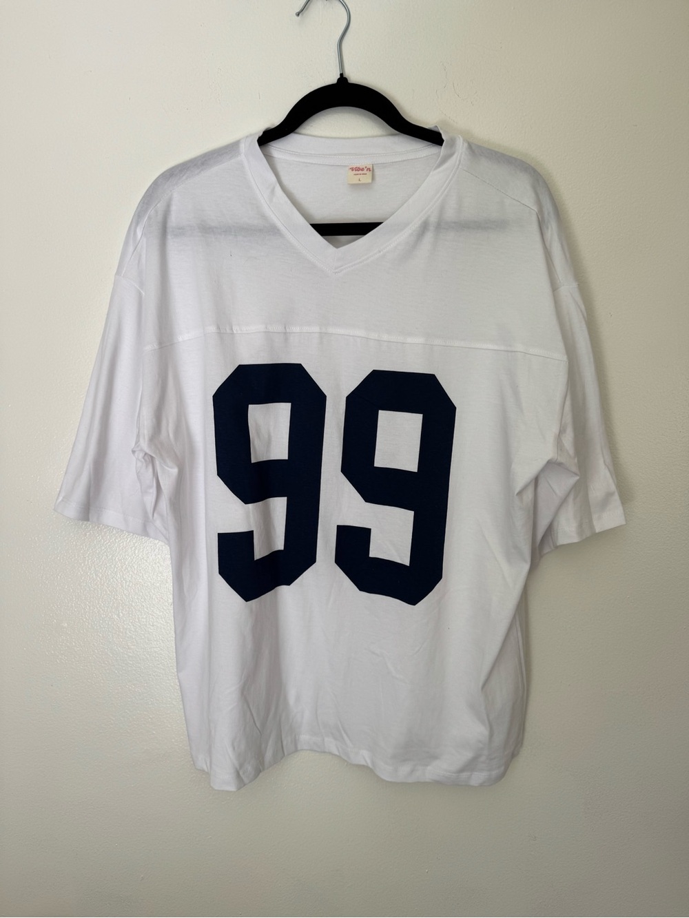 White Athletic Jersey Top with 99'